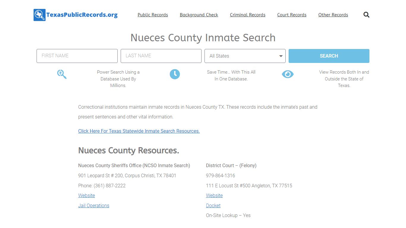 Nueces County Inmate Search - NCSO Current & Past Jail Records